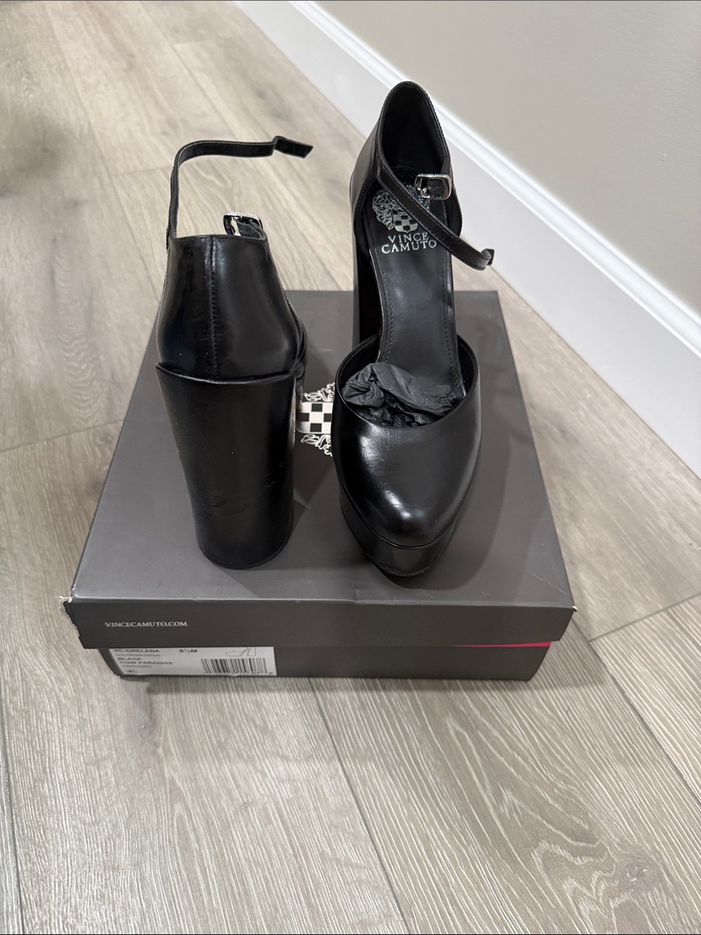 Vince Camuto Black Patent Platform Mary Jane Pumps